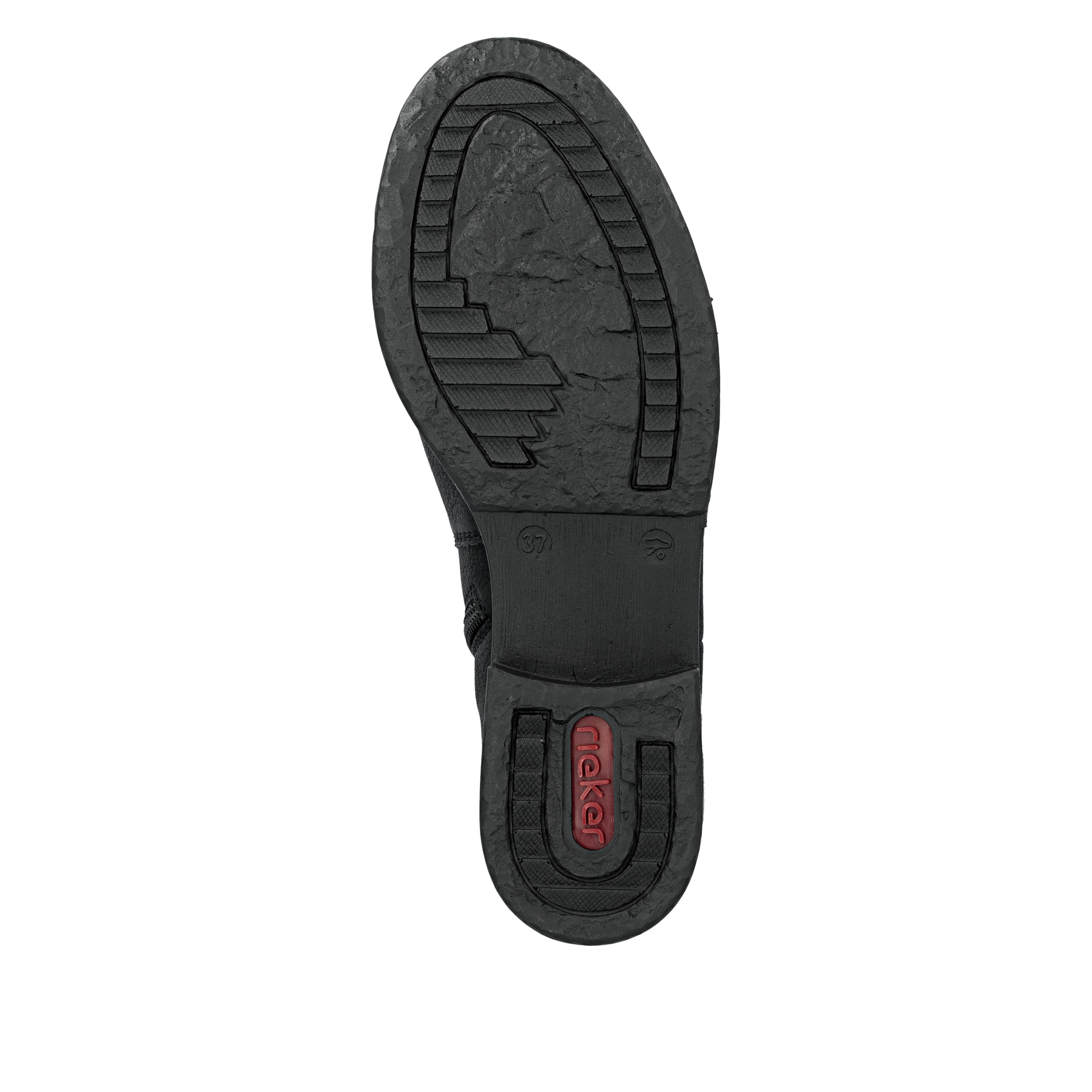 Schwarze Rieker Damen Chelsea Boots Z4994-00 mit einem Reißverschluss. Schuh Laufsohle.