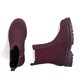Brombeerfarbene Rieker Damen Chelsea Boots 91580-30 mit einem Reißverschluss. Schuh von oben, liegend.