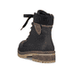 
Graphitschwarze Rieker Damen Schnürstiefel Y7418-00 mit einer robusten Profilsohle. Schuh von hinten