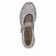 Beige Rieker Ballerinas N4299-90 mit metallischem Finish sowie Klettverschluss. Schuh von oben.