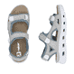 Graue Rieker Damen Trekkingsandalen 64074-40 mit einem Klettverschluss. Schuh von oben, liegend.