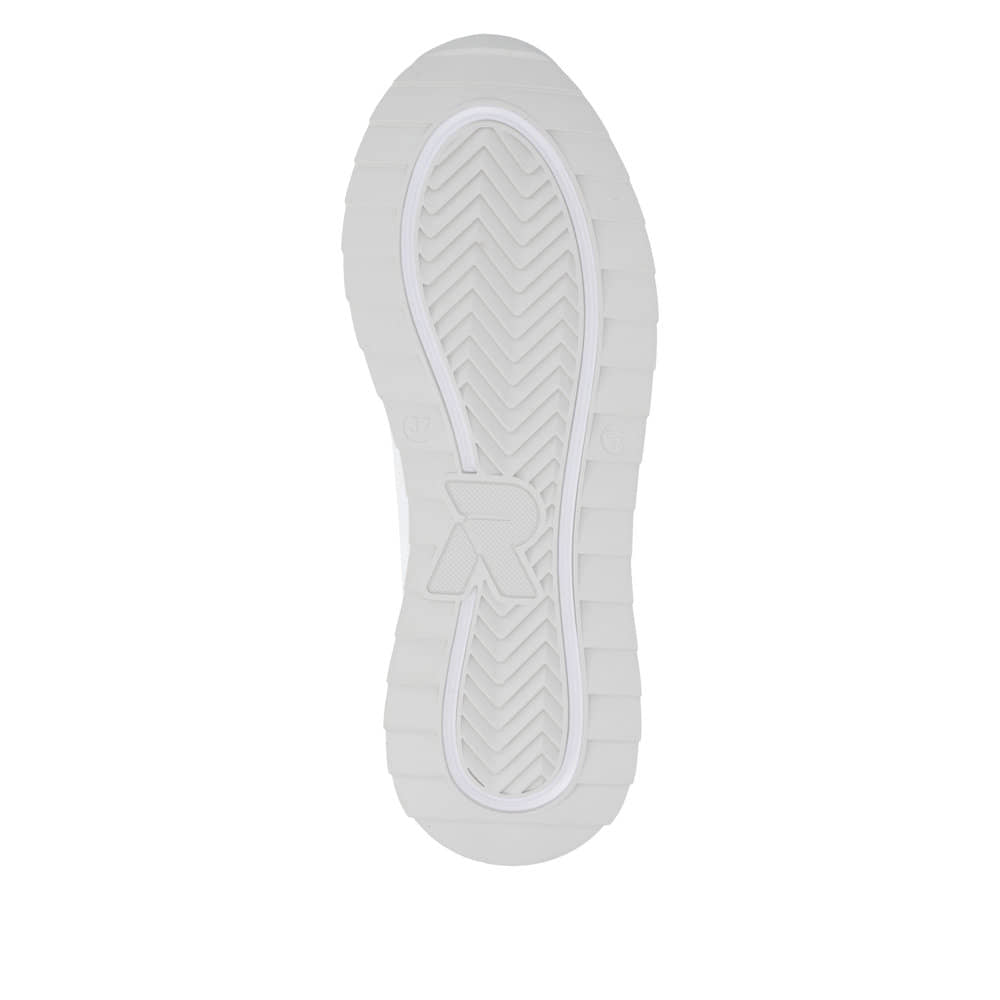 Weiße Rieker Damen Sneaker Low W2404-82 mit Schnürung sowie ultraleichter Sohle. Schuh Laufsohle.