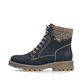 Dunkelblaue Rieker Damen Biker Boots 73220-14 mit wasserabweisender TEX-Membran. Schuh Außenseite.