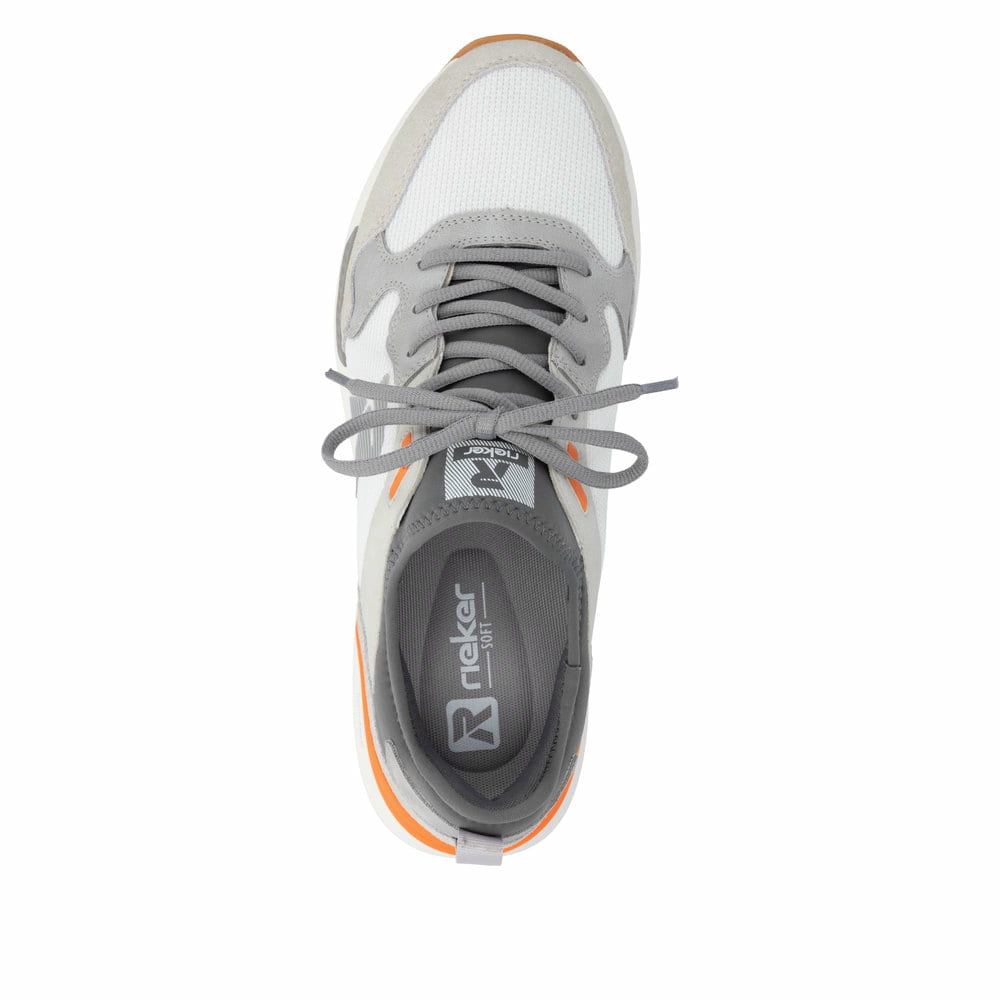 Mocassins Rieker gris pour homme U1405-40 avec bande élastique. Chaussure vue de dessus.