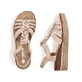 Rosane Rieker Keilsandaletten 63778-31 mit Schmuckelementen sowie einem Gummizug. Schuh von oben, liegend.