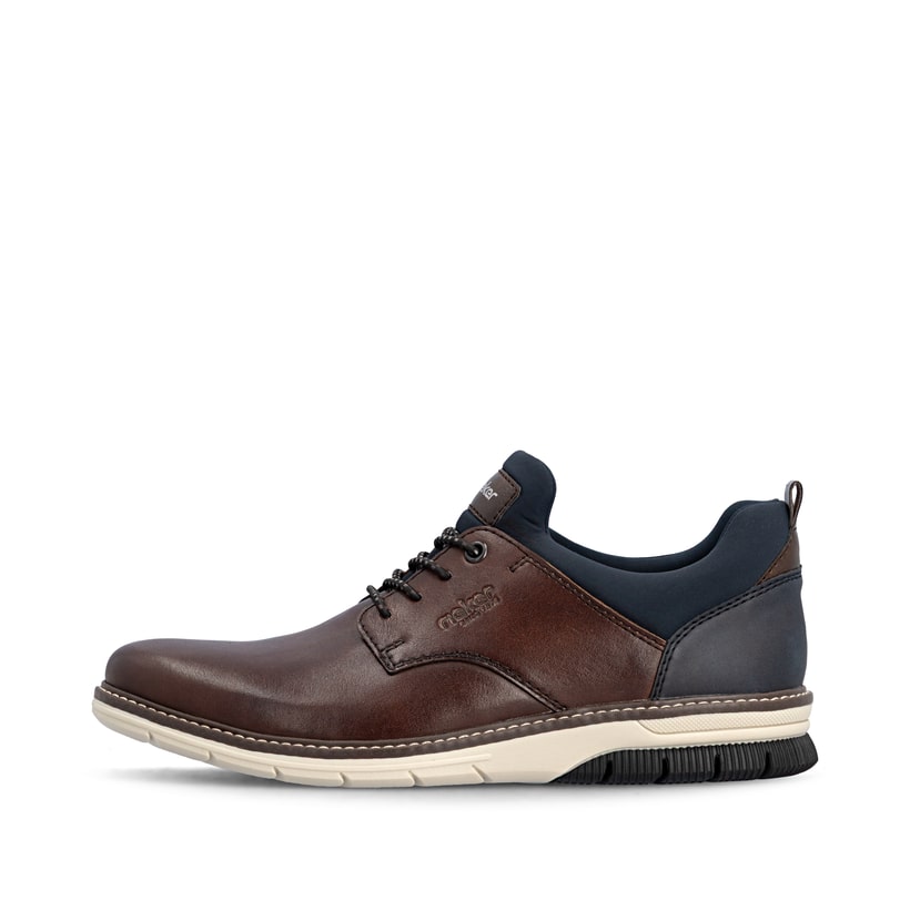Dunkelbraune Rieker Herren Slipper 14454-26 aus Glattleder mit einem Gummizug. Schuh Außenseite.