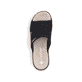 Schwarze vegane Rieker Damen Pantoletten 65651-00 mit Rieker Air Sohlenfenster. Schuh von oben.
