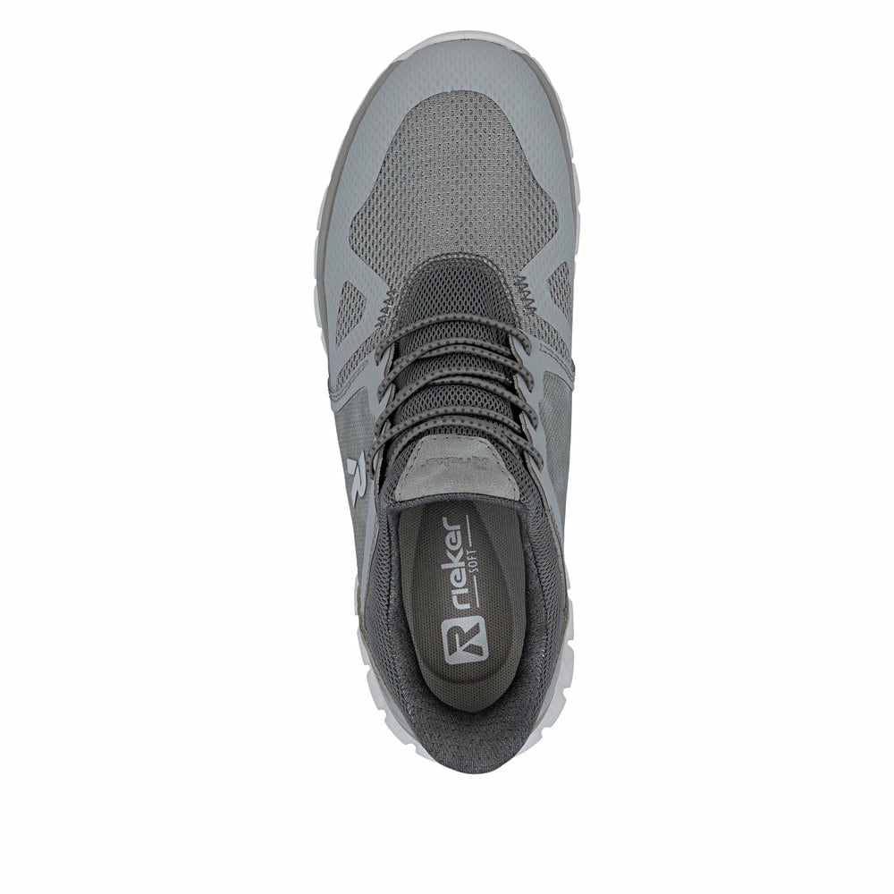 Baskets basses Rieker grises homme 04355-40 avec option easy in facile. Chaussure vue de dessus.