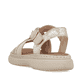 Beige Rieker Damen Riemchensandalen V3063-62 mit trendiger Schnalle. Schuh von hinten.