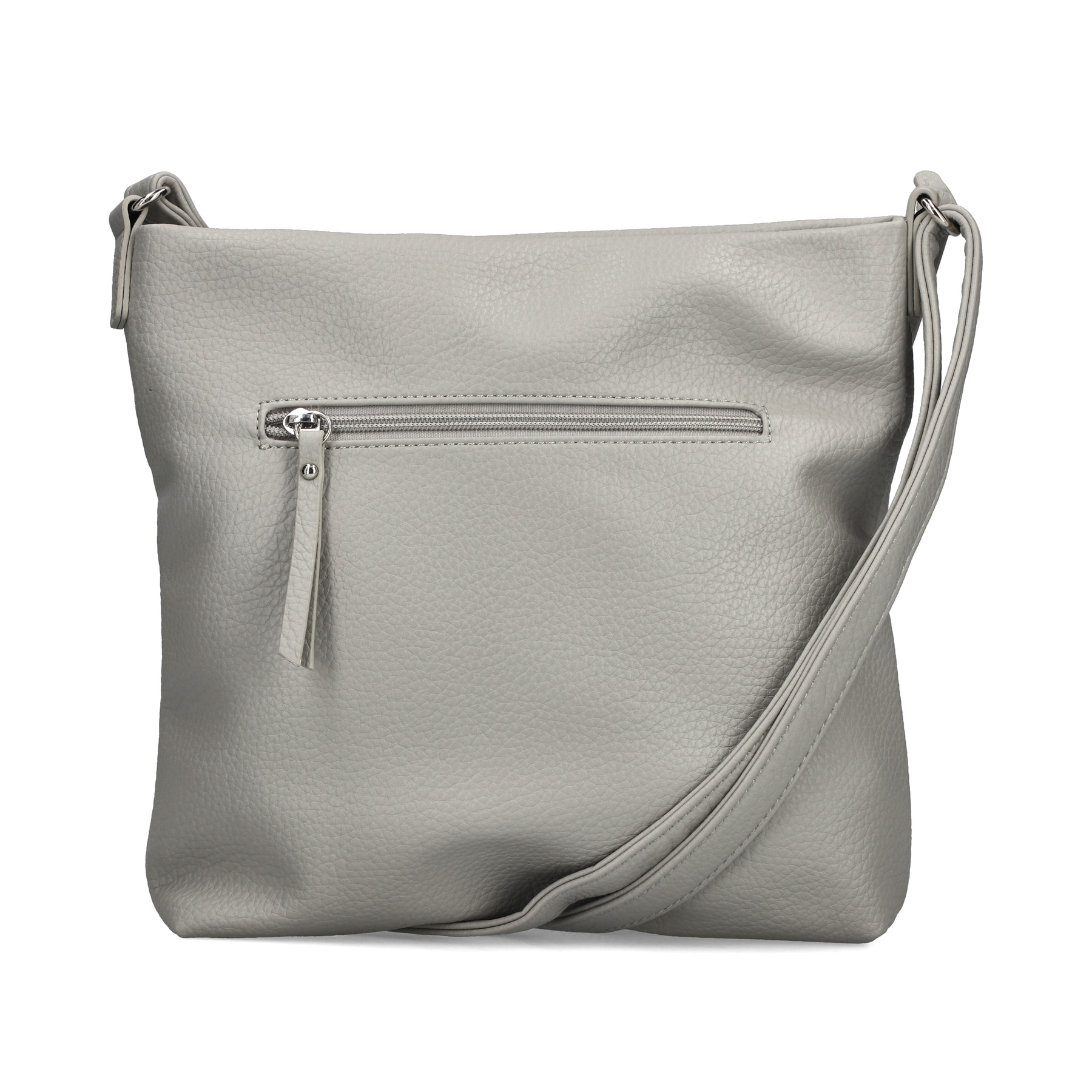 Sac à main Rieker H1073-40 gris avec fermeture éclair et pendentif en nœud. Côté gauche.