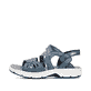 Blaue Rieker Damen Trekkingsandalen V9871-14 mit einem Elastikeinsatz. Schuh Außenseite.