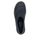 Blaue Rieker Damen Slipper 48961-14 mit modernen Ziernähten sowie einem Gummizug. Schuh von oben.