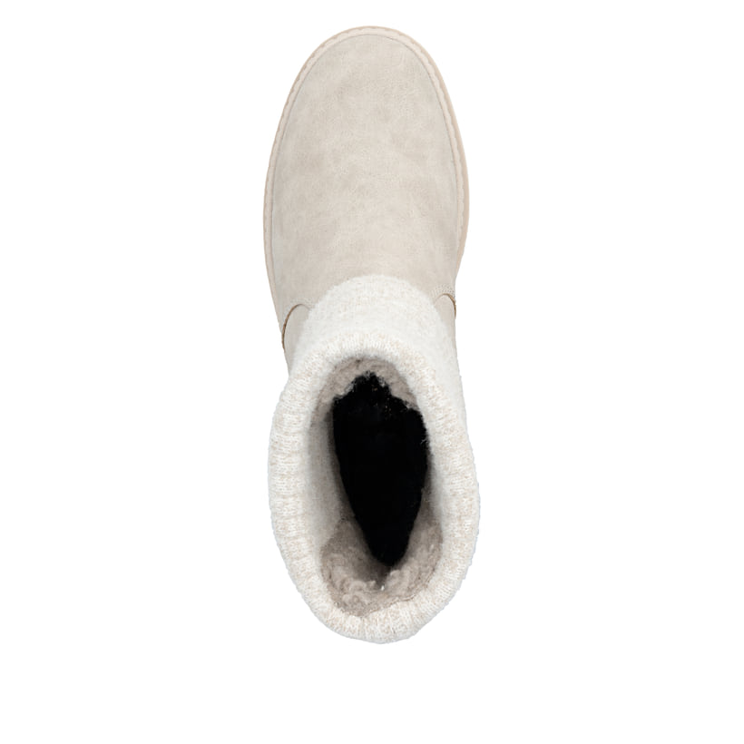Taupefarbene Rieker Damen Kurzstiefel Z9450-60 mit umschlagbarem Schaft. Schuh von oben.