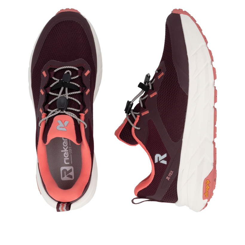 Rote Rieker Sport Damen Sneaker Low W4502-30. Schuh von oben, liegend.