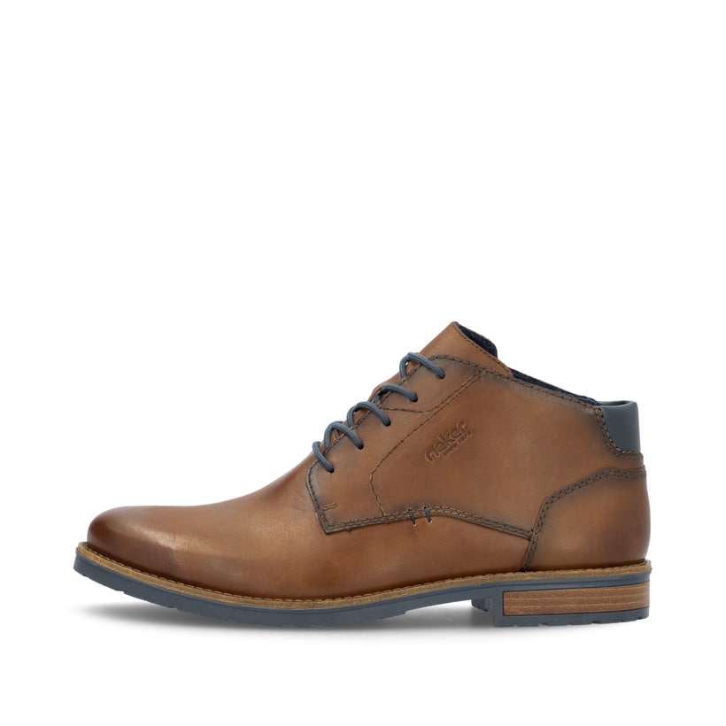Nussbraune Rieker Herren Schnürstiefel 14612-24 mit einer Schnürung. Schuh Außenseite.