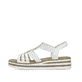 Weiße Rieker Keilsandaletten V0240-80 mit Strasssteinen sowie einem Gummizug. Schuh Außenseite.