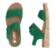 Grüne Rieker Damen Riemchensandalen W0800-52 mit trendigen Schnalle. Schuh von oben, liegend.