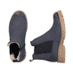 Dunkelblaue Rieker Damen Chelsea Boots 73250-14 mit einem Reißverschluss. Schuh von oben, liegend.
