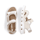 Beige Rieker Damen Trekkingsandalen 64074-60 mit einem Klettverschluss. Schuh von oben, liegend.