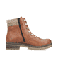 Nussbraune Rieker Damen Schnürstiefel Y7428-22 mit einer robusten Profilsohle. Schuh Innenseite
