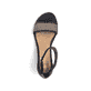 Schwarze Rieker Riemchensandaletten 64952-00 mit trendigen Schnalle. Schuh von oben.