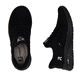 Mocassins Rieker noirs femmes M8550-00 avec membrane RiekerTEX hydrofuge. Chaussure vue de dessus, couchée.