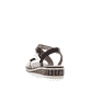 Beige Rieker Keilsandaletten V3670-64 mit einem Klettverschluss. Schuh von hinten.