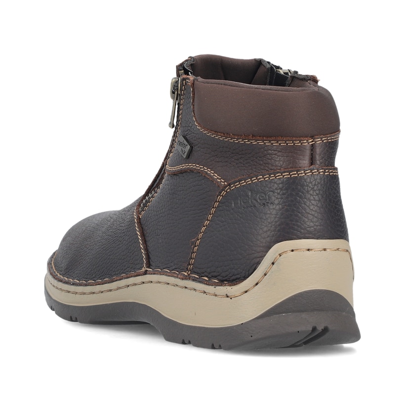 Braune Rieker Herren Kurzstiefel 05362-25 aus Glattleder. Schuh von hinten.