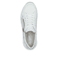 Weiße Rieker Damen Sneaker Low N1403-80 mit Reißverschluss sowie Extraweite H. Schuh von oben.