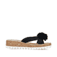 Tiefschwarze Rieker Damen Zehentrenner V4391-00 mit dekorativer Blume. Schuh Innenseite.
