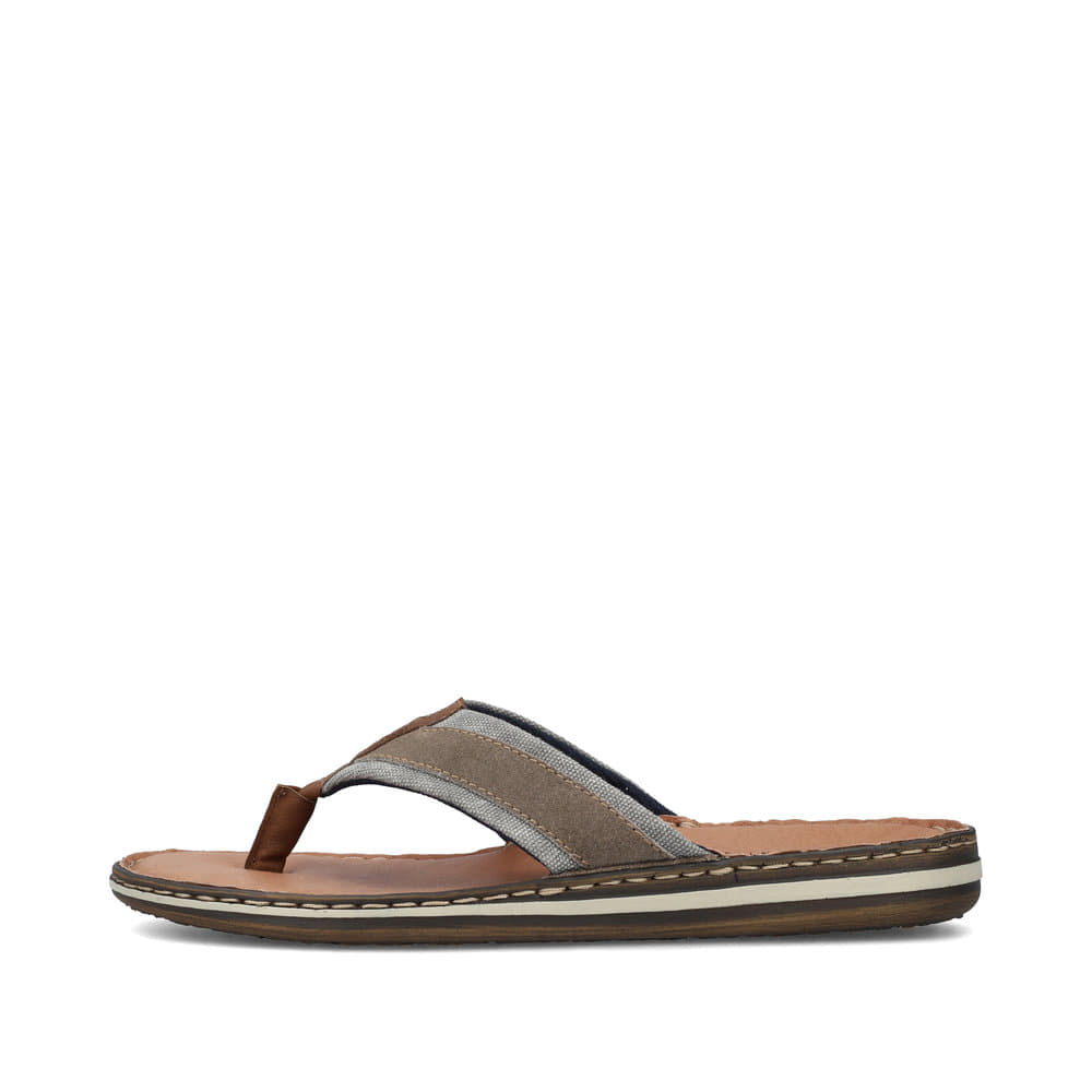 Graubraune Rieker Herren Zehentrenner 21095-42 mit der Komfortweite G. Schuh Außenseite.