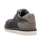 Blaue Rieker Herren Slipper 04551-14 mit modernen Ziernähten sowie Gummizug. Schuh von hinten.