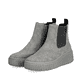 Weiße Rieker Damen Slipper N2162-80 mit Gummischnürung sowie geprägtem Logo. Schuh Außenseite gespiegelt.