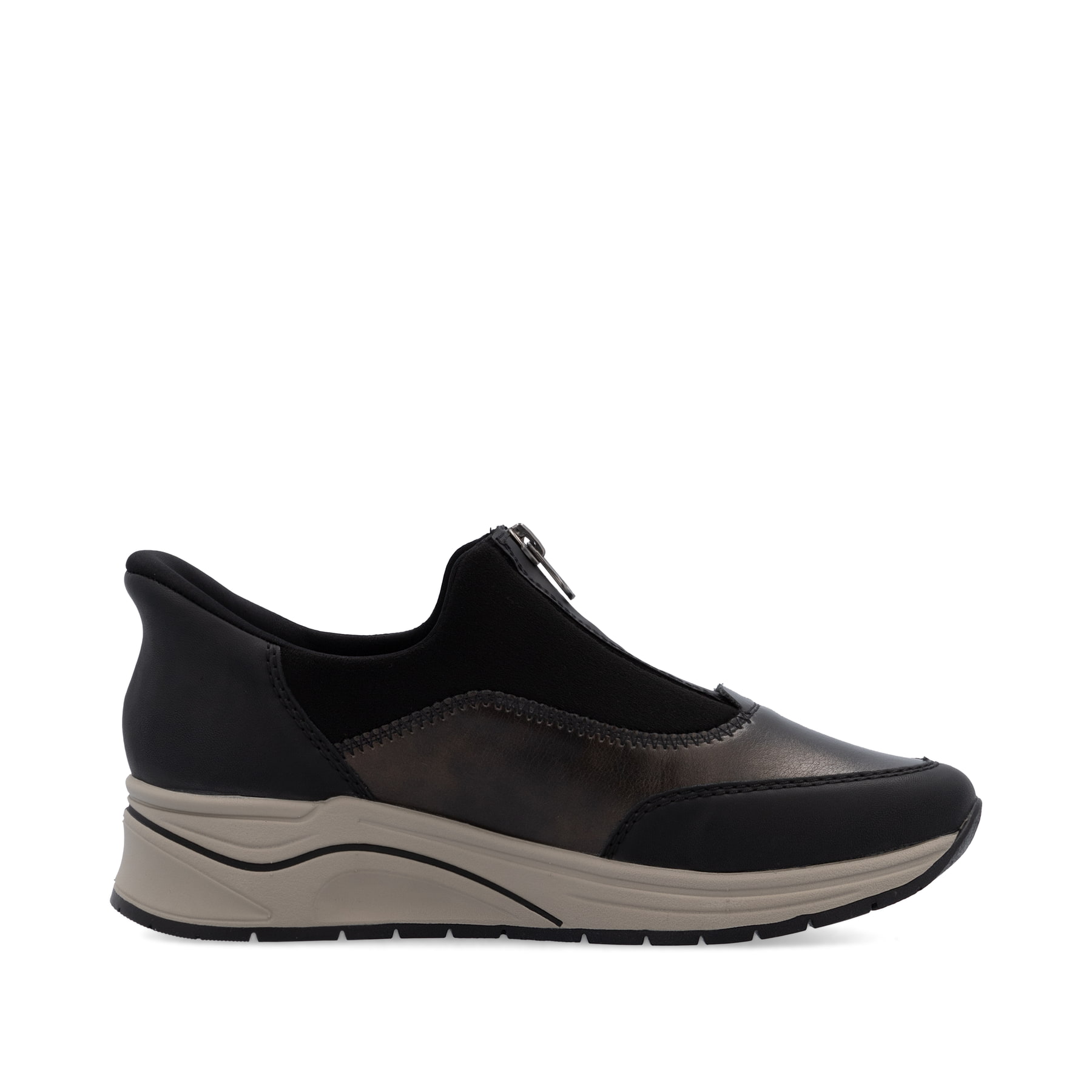 Mocassins Rieker marron pour femme N9553-25 avec option easy in facile. Chaussure vue de l'arrière.