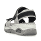Graue Rieker Damen Trekkingsandalen 67651-40 mit Rieker Air Sohlenfenster. Schuh von hinten.