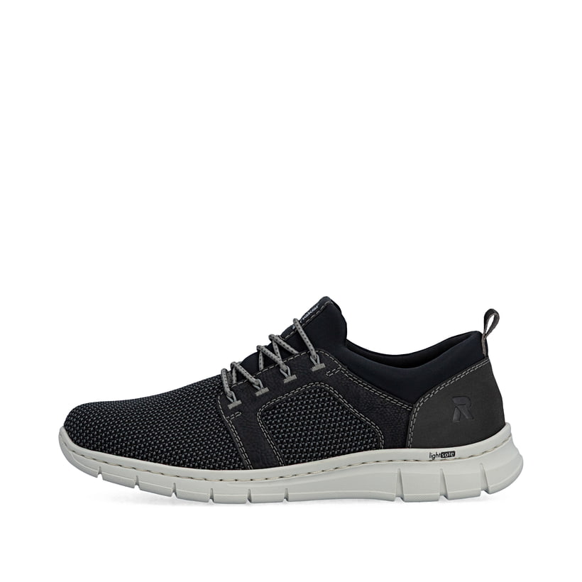 Mocassins Rieker noirs pour homme B7796-02 avec bande élastique. Côté extérieur de la chaussure.