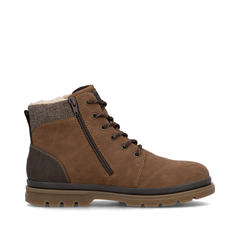 Braune Rieker Herren Schnürstiefel F7010-24 mit wasserabweisender TEX-Membran. Schuh Innenseite.