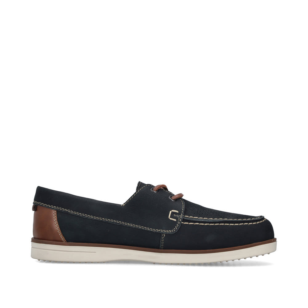 Blaue Rieker Herren Schnürschuhe B2345-14 aus Glattleder mit der Komfortweite G. Schuh Innenseite.
