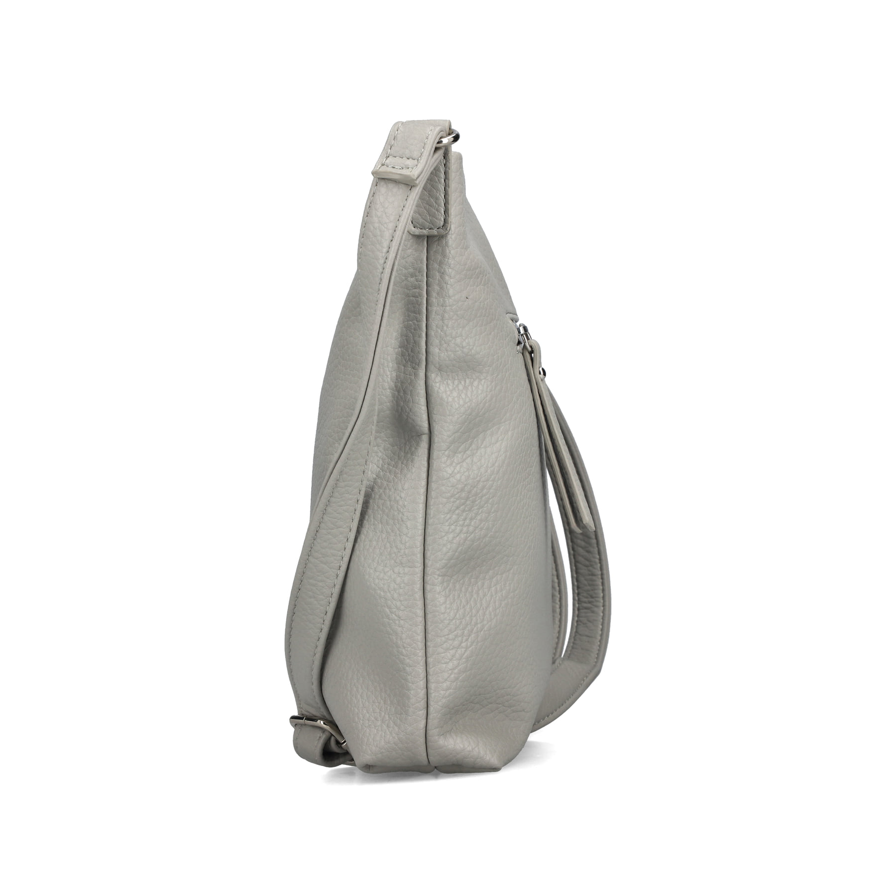 Sac à main Rieker H1073-40 gris avec fermeture éclair et pendentif en nœud. Côté droit.