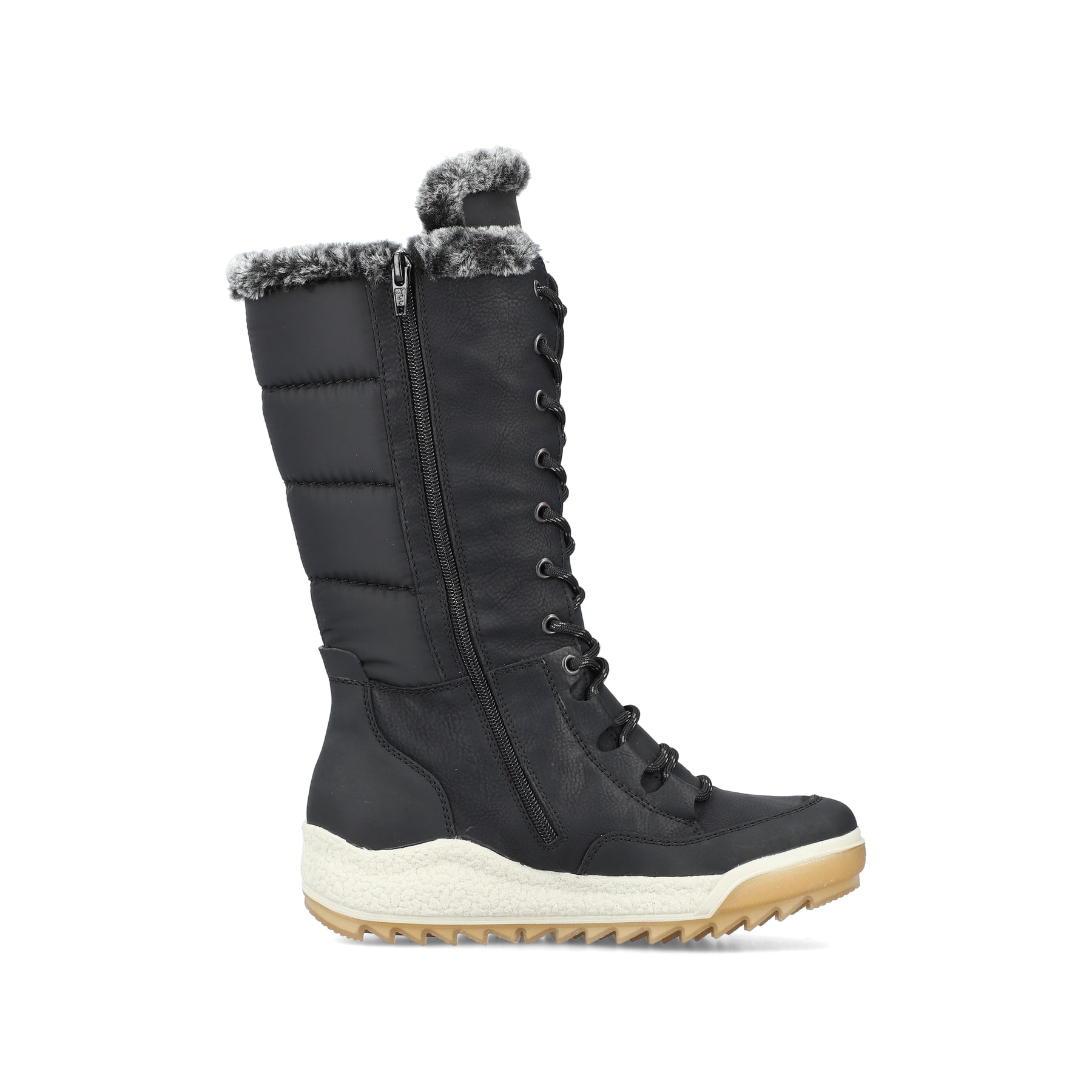 Bottes à lacets Rieker noires Y4760-00 avec membrane Rieker TEX hydrofuge. Côté intérieur de la chaussure.