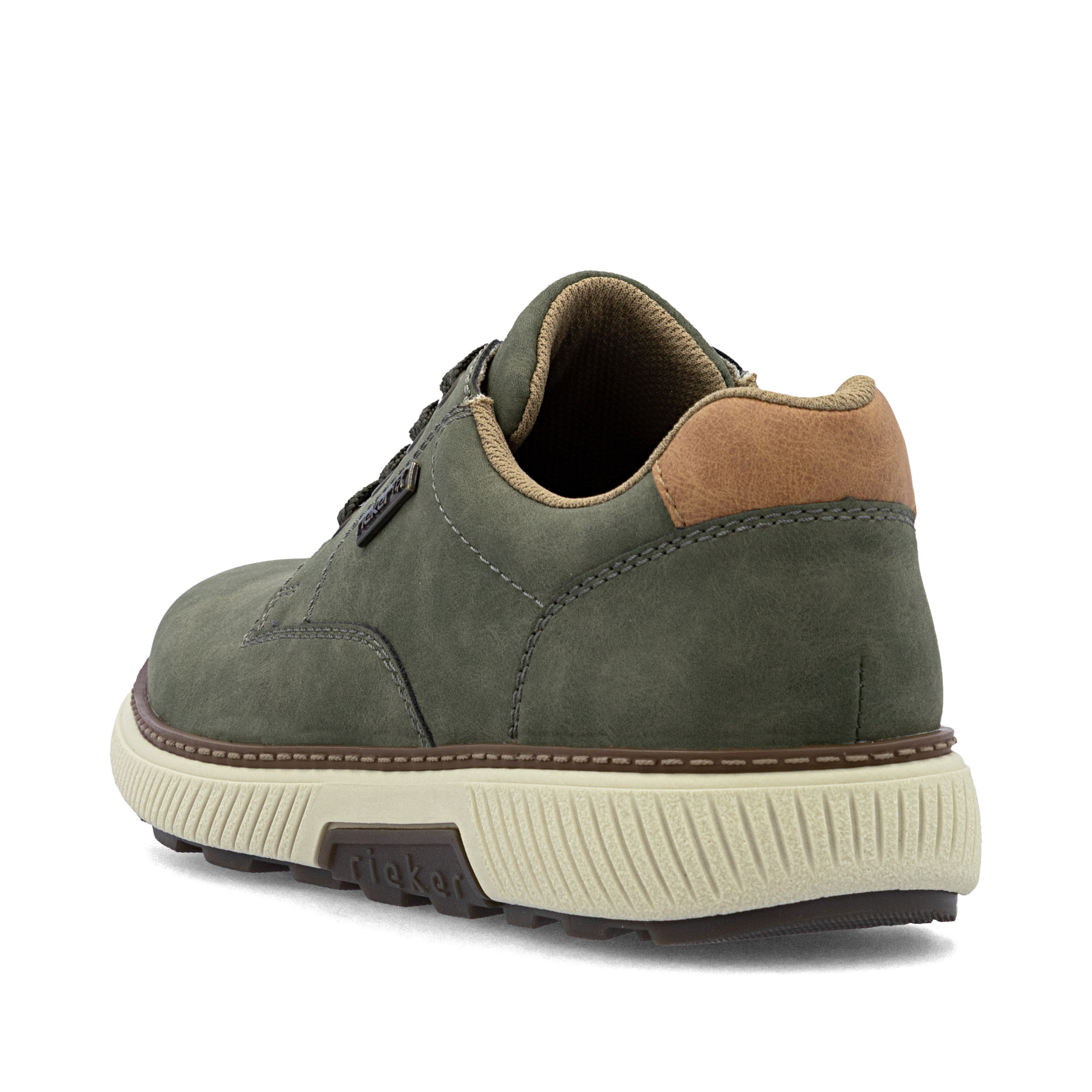 Baskets basses Rieker vertes pour homme B3317-54 avec membrane RiekerTEX. Chaussure vue de dessus.