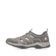Graue Rieker Herren Slipper 08065-02 mit einem Gummizug sowie der Komfortweite G. Schuh Außenseite.