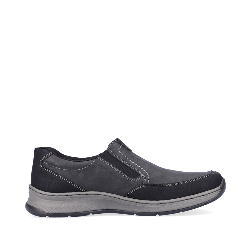 Mocassins Rieker gris pour hommes 14362-00 avec bande élastique. Côté intérieur de la chaussure.