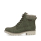 
Staubgraue Rieker Damen Stiefeletten Y9071-40 mit einer Profilsohle mit Blockabsatz. Schuh seitlich schräg