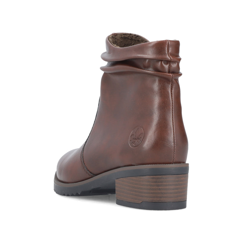 Bottines Rieker marron pour femme Y0551-25 avec fermeture éclair. Chaussure vue de dessus.