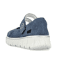 Blaue Rieker Ballerinas N1350-14 mit einem Klettverschluss sowie Extraweite H. Schuh von hinten.