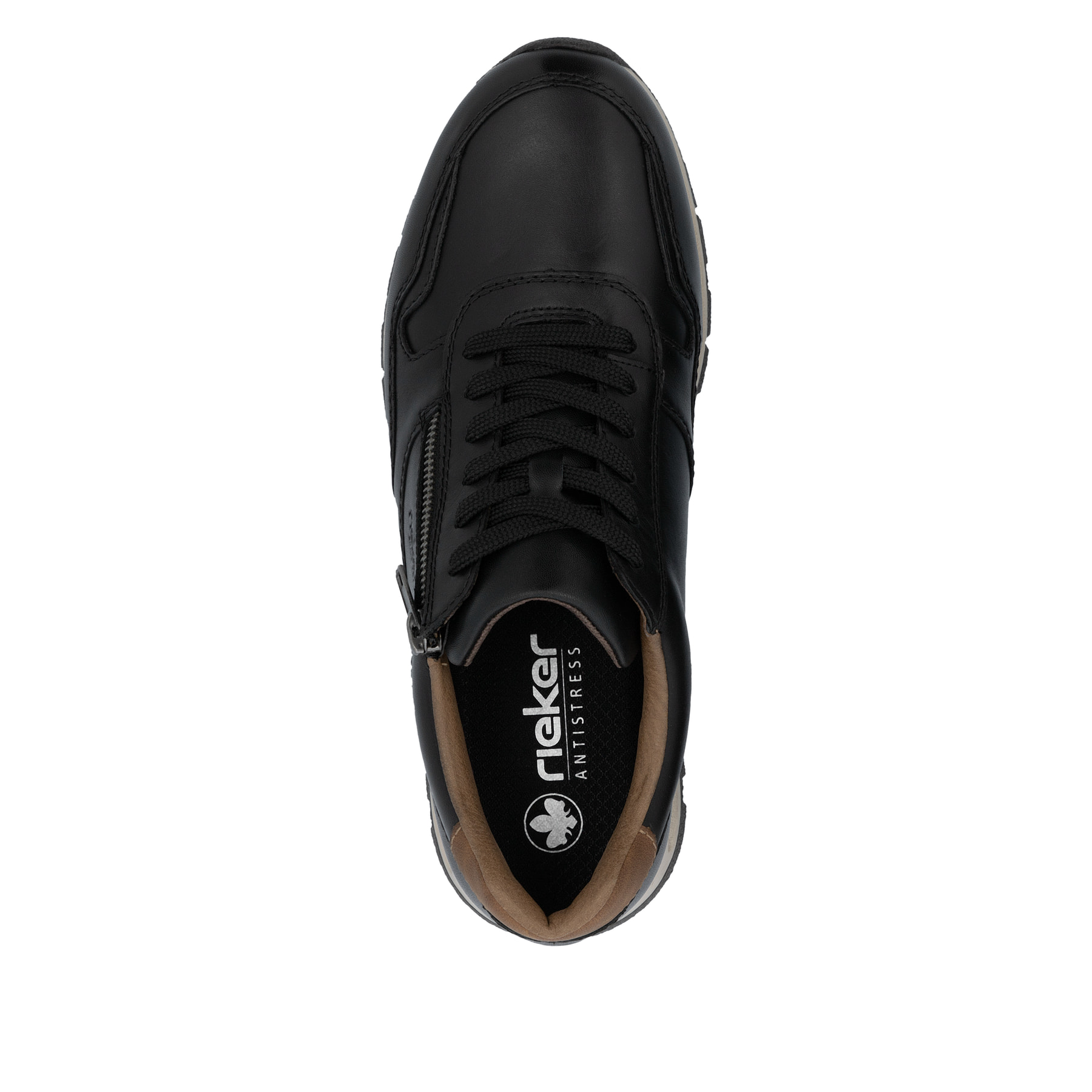 Braune Rieker Herren Sneaker Low B0503-24 mit Schnürung sowie Extraweite I. Schuh Außenseite gespiegelt.