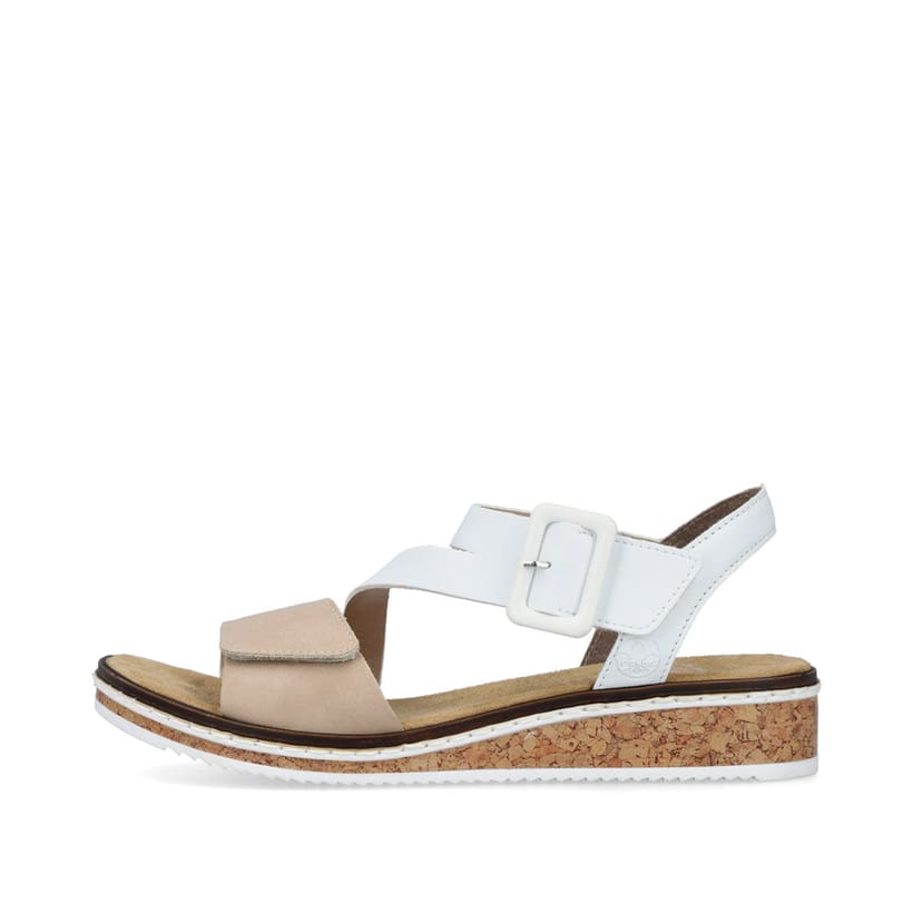 Rieker V3666 damessandalen, Beige combi., 39 EU