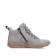Hellgraue Rieker Damen Schnürstiefel Y8414-42 mit einem Reißverschluss. Schuh von hinten.