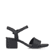 Asphaltschwarze Rieker Riemchensandaletten 64653-00 mit einer Schnalle. Schuh Innenseite.